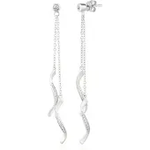 Modesi Long silver earrings with zircons M23053
