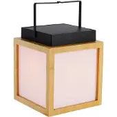 Newgarden Vega LED Tischlaterne Solar und Akku 14 cm Bambus Beige