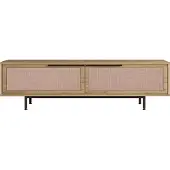 En.casa TV Schrank ’Kvænangen’ mit 2 Türen 160 x 36 x 45 cm Eichen- und Rattanoptik