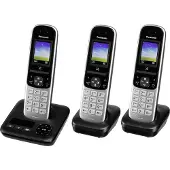 Panasonic KX-TGH723, DECT-Telefon, Kabelloses Mobilteil, Freisprecheinrichtung, 200 Eintragungen, Anrufer-Identifikation, Schwarz