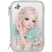TOPModel Buntstift "3-Fach Federtasche mit Stickerei SUMMER FEELING inkl. Stifte TOPModel 7,5 x 13 x 20 cm grün"
