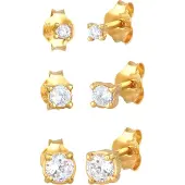 Elli Ohrringe Stecker Zirkonia Basic 3Er Set 925 Silber Elli Gold