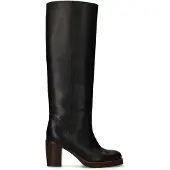 Manfield Schwarze Lederstiefel mit Absatz | Größe 36