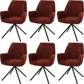 Mendler 6er-Set Esszimmerstuhl MCW-G67, Küchenstuhl Stuhl mit Armlehne, drehbar Auto-Position, Chenille MVG rostrot