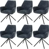 Mendler 6er-Set Esszimmerstuhl MCW-G67, Küchenstuhl Stuhl mit Armlehne, drehbar Auto-Position, Chenille MVG dunkelblau