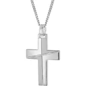 Trendor 28408 Herren-Halskette Mit Kreuz 925 Silber Rhodiniert