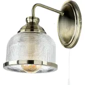Licht-Erlebnisse Wandleuchte mit Schalter Metall Glas 24,5 cm hoch in Messing Antik E27 Jugendstil