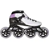 Powerslide Dragon White 90 Kinder Karbon Inline Skate, für Racing, 2in1 Alu Frame, Infinity Rolle, ABEC 9