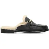 Manfield Schwarze Leder-Loafer mit goldfarbener Kette | Größe 43