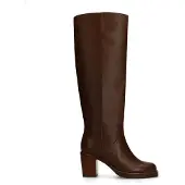 Manfield Dunkelbraune Lederstiefel mit Absatz | Größe 36
