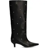Manfield Schwarze Lederstiefel mit Nieten | Größe 38