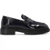 Manfield Dunkelblaue Lackleder-Loafer mit Fell-Details | Größe 40