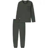 Schiesser Pyjama Modern Nightwear in dunkelgrün | Gr.: 56