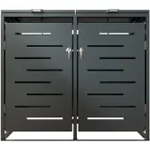 Juskys Mülltonnenbox Arel 2er - Metall Gartenbox - Anthrazit