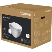 Duravit DU Wand-WC Set Starck 3, rimless, Weiß Tiefspüler, Durafix u.WC-Sitz m.Absenk.