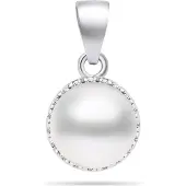 Brilio Silver - Silver pearl pendant with zircons PT77W