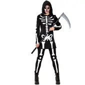 Boland Damenkostüm Skeleton Woman – Zweiteiliger Skelett-Look mit Kapuze Leggings