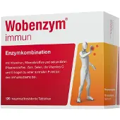 Wobenzym Nahrungsergänzungsmittel, Wobenzm Immun, mit Vitamin C und D3, stärkt das Immunsystem, 120 Tabletten