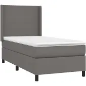 vidaXL Boxspringbett mit Matratze Grau 80x200 cm Kunstleder