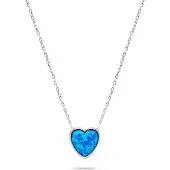 Brilio Silver - Decent Silver Heart Necklace with Opal NCL74WB