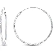 Brilio Silver - Timeless silver round earrings EA01 - Diameter: 4 cm