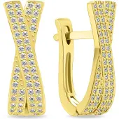 Brilio Silver - Glittering gold-plated earrings PE066Y