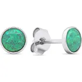 Brilio Silver Silver stud earrings with green synthetic opals EA579WG