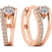 Brilio Silver Dazzling round bronze earrings with zircons EA503R