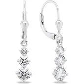 Brilio Silver Beautiful silver earrings with zircons EA656W
