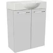 Fackelmann SBC SCENO Gäste WC Set 2-teilig 55 cm, Weiß, 2-Türen, Keramik, Hahnloch rechts