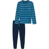 Schiesser Schlafanzug "Casual Nightwear" 2 tlg. Knopfleiste, Bindeband, Langarm, Baumwolle, Single Jersey