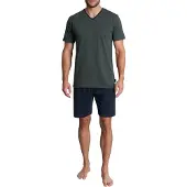 Tom Tailor Shorty "Nevada" 2 tlg. Streifendesign, Kurzarm, V-Ausschnitt, kurze Hose