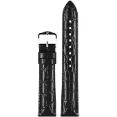 Hirsch 12302850-1-18 Uhren-Lederarmband Crocograin M 18 mm Schwarz