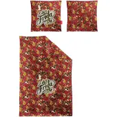 Irisette Flausch-Baumwolle Bettwäsche-Garnitur Monte 8584 Farbe rot 135x200+80x80cm
