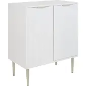 Beliani Sideboard Weiß u. Gold aus MDF Metall mit 2 Türen Geriffelte Optik Modern Elegant Kommode für Schlafzimmer Wohnzimmer Flur