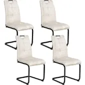 Beliani Esszimmerstühle 4er-Set beige Stoffbezug gepolsterte Sitzfläche schlanke Metallbeine