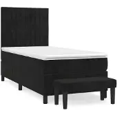vidaXL Boxspringbett mit Matratze Schwarz 90x200 cm Samt