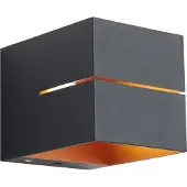 QAZQA Moderne Wandleuchte Schwarz mit Goldener Innenseite inkl LED und Touch Dimmer wiederaufladbar Joris Groove