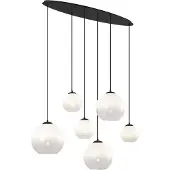 QAZQA Moderne Hängelampe schwarz mit weißem Glas rechteckig 6-flammig - Misty