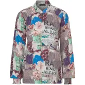Goldner Leichte Printbluse mit Patchwork-Muster in stein / gemustert | Gr.: 52
