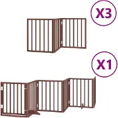 vidaXL 15-tlg. Hundetor mit Tür Faltbar Braun 750 cm Pappelholz