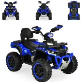 Moni Kinder Elektroquad Speed Kunststoffreifen Fernbedienung Scheinwerfer Musik blau