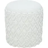 FineBuy Sitzhocker Runder Hocker mit Stauraum Wolle Ø 40 cm Weiss Beistellhocker