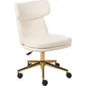 Beliani Bürostuhl Cremeweiß Bouclé Höhenverstellbar Drehbar Bremsbare Rollen ohne Armlehnen mit Wippfunktion Modern Drehstuhl Büro Arbeitszimmer