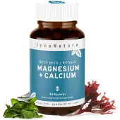 InnoNature Magnesium + Calcium Kapseln | Rotalge und Magnesiumoxid vegan 90 St magensaftresistent