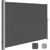 Songmics Seitenmarkise, ausziehbar, 180 x 450 cm, aus 220 g/m² Polyester, Sichtschutz, Sonnenschutz, blickdicht, Seitenrollo, für Balkon, Terrasse, Garten, anthrazit GSA589G01