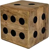 FineBuy Würfelhocker Sitzwürfel Mango Massivholz 41 cm Holzwürfel Beistelltisch