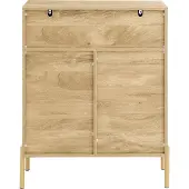 SoBuy FSB96-G Modernes Sideboard mit verspiegelten Glastüren und goldenen Buffet Metallbeinen Flurmöbel mit 5 Fächern und Regalen BHT ca. 83x100x38cm