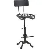 Mendler Barhocker MCW-N26, Barstuhl Tresenhocker, höhenverstellbar drehbar Fußablage Industrial Metall schwarz-silber
