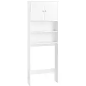 SoBuy Waschmaschinenschrank Badschrank Hochregal Badezimmer Schrank mit Fächern 3-stufig höhenverstellbar für Stauraum über WC Waschmaschine BZR165-W